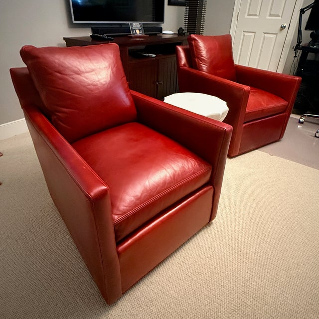 Animal Skin C R Laine Red Leather Chairs For Sale - Image 7 of 12