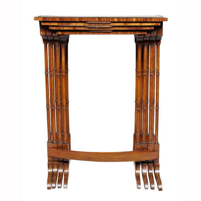 Late 19th Century Edwardian Satinwood and Amboyna Quartetto Tables - Set of 4 For Sale - Image 10 of 11