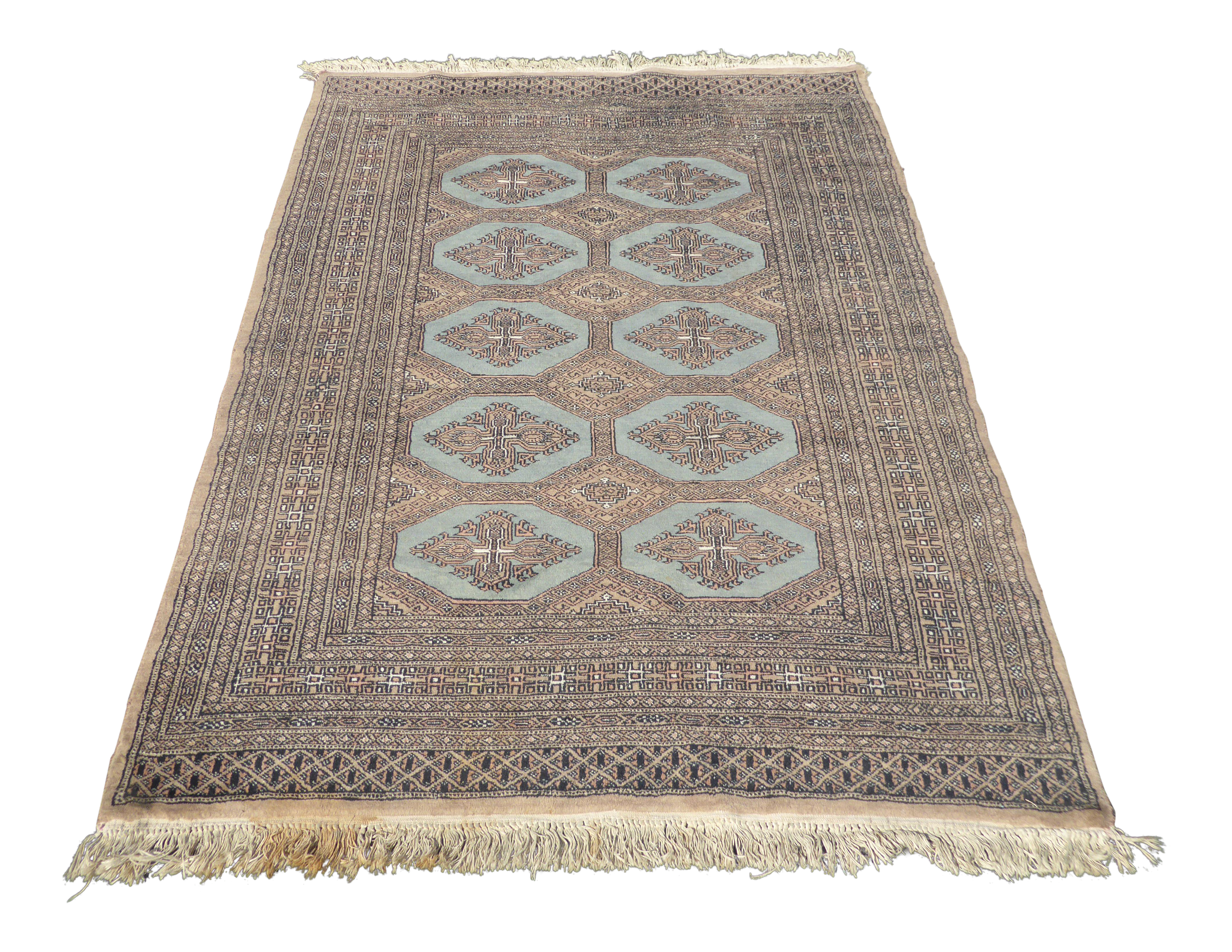 Vintage Hand Woven Wool Pakistan Bokhara Baby Blue Rug - 4′3″ × 6′7″ - image 0