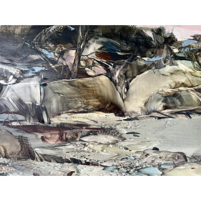 1980s 1980's Geoffrey Smith " April Cove Silence " Oil Painting, Framed For Sale - Image 5 of 13