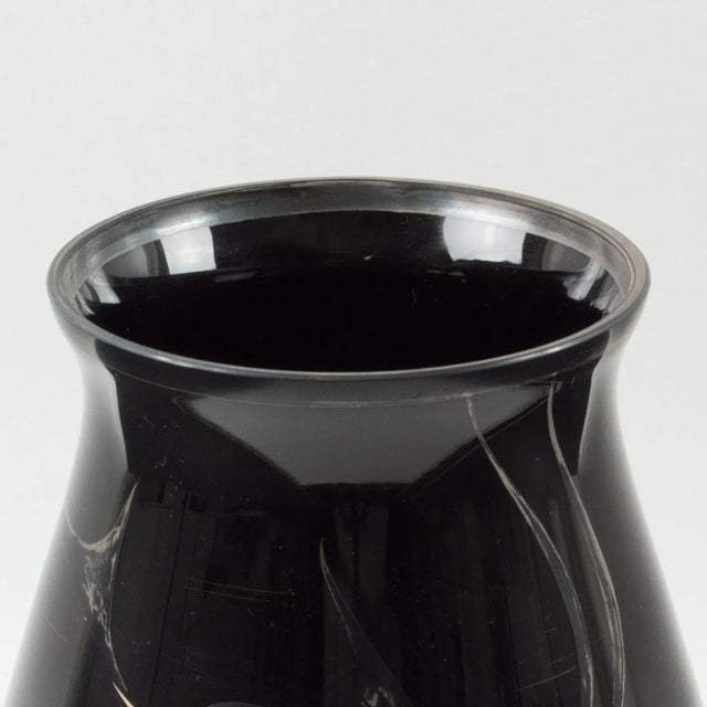 1930s Michel Herman Hem Art Deco Silver Overlay Black Glass Vase, France 1930s For Sale - Image 5 of 9