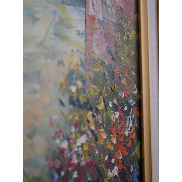 Gold Framed Oil on Canvas Lake Scene Artist Signed For Sale - Image 8 of 12