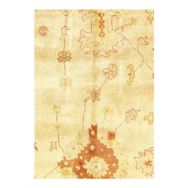 This Oushak design rug. Hand-knotted. Fine weave. 100% lamb's wool. add some ethnic elegance to your home! It's in...