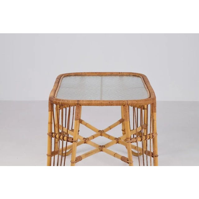 Danish Rattan and Glass Coffee Table, 1960s For Sale - Image 3 of 10