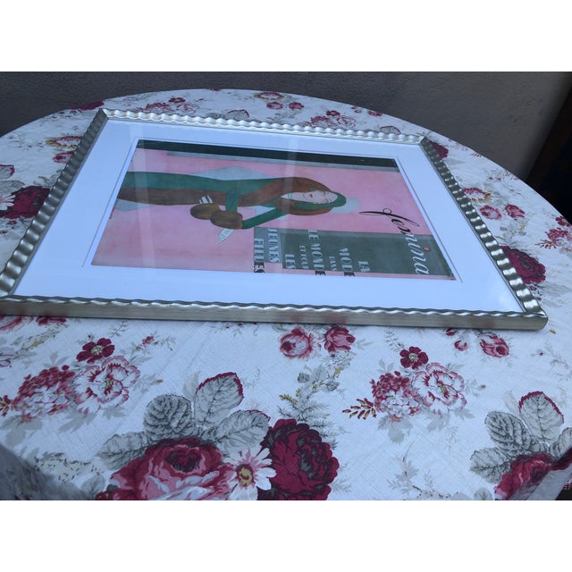 Original 1930 Femina French Art Deco Fashion Magazine Cover, Framed & Matted — Février (February) For Sale - Image 10 of 11