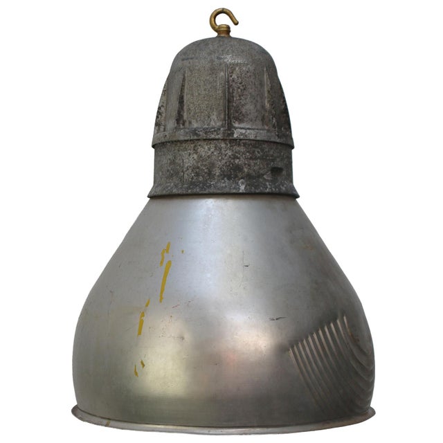 Metal Vintage Industrial French Grey Metal Pendant Lamps from Mazda For Sale - Image 7 of 7