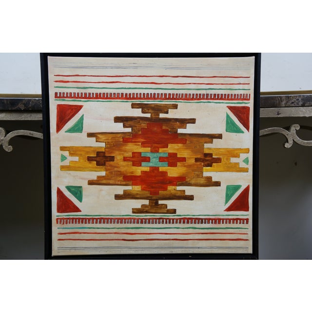 Vintage 20th Century Southwestern Folk Art Oil on Canvas Painting 21" For Sale - Image 4 of 11