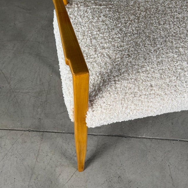 Bench in Blonde Maple and Bouclé Upholstery attributed to Guglielmo Ulrich, 1940 For Sale - Image 4 of 15