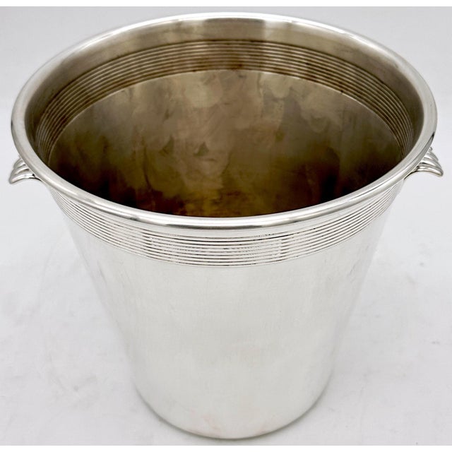Modern Italian Modern Silverplated Twin Handled Champagne/Wine Bucket For Sale - Image 3 of 6