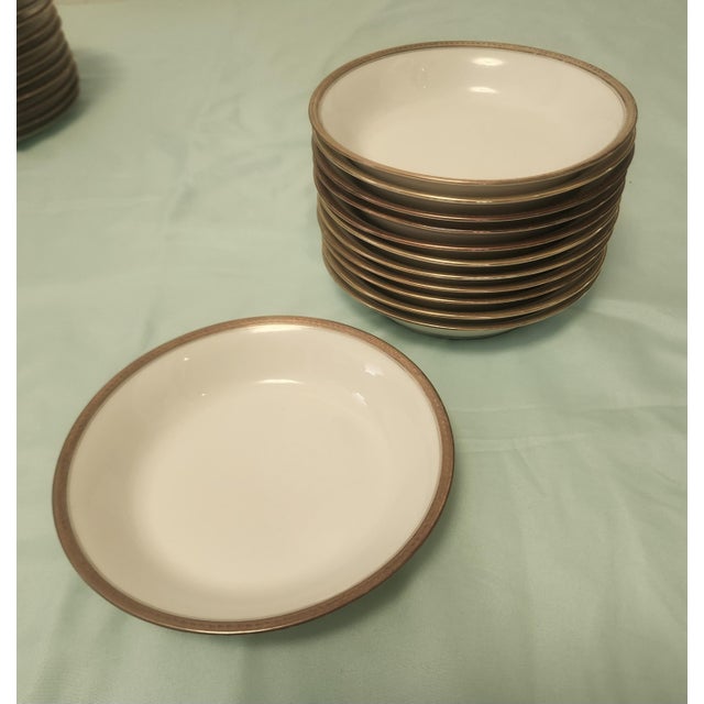 Ceramic Limoges Antique Porcelain Service for 12 1920s Gold Rim 56 PCS For Sale - Image 7 of 16