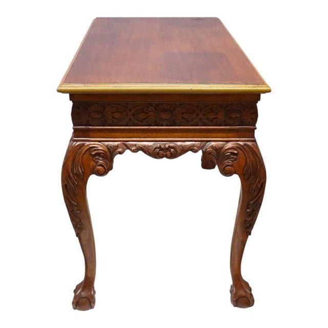 Chippendale Style Floral & Foliate Carved Mahogany Table C1900 For Sale - Image 9 of 15