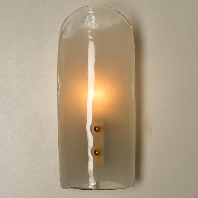 Brass and Hand Blown Murano Glass Wall Lights by J.T. Kalmar, 1960s For Sale - Image 8 of 15