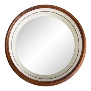 Antique English Walnut Round Porthole Mirror Circa 1920