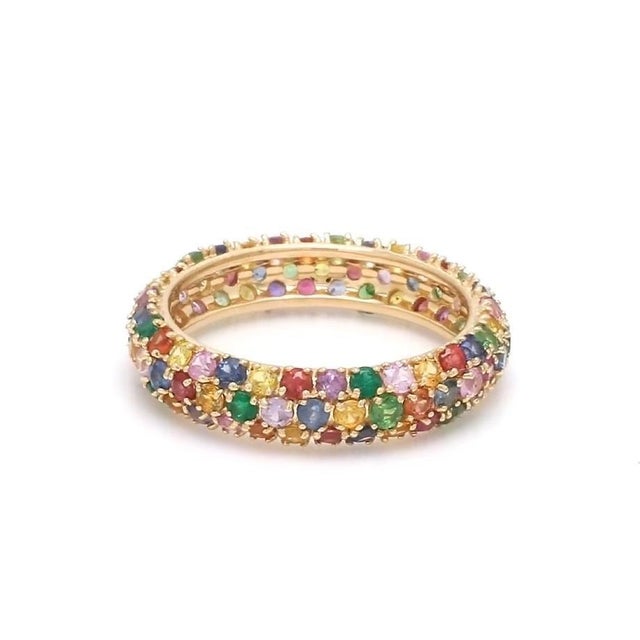 Natural 3.09 cts Rainbow sapphire ring in 18k gold For Sale - Image 4 of 18