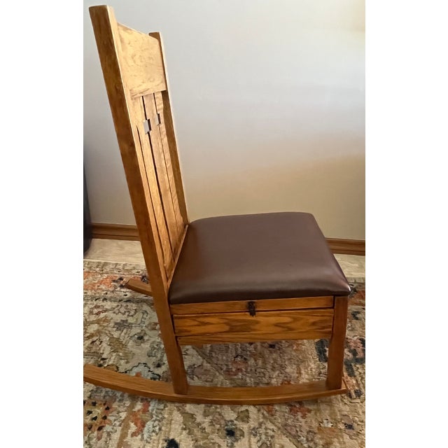 Arts & Crafts Rare Vintage Arts & Crafts Period Sewing Rocker C. 1900-1920 For Sale - Image 3 of 10