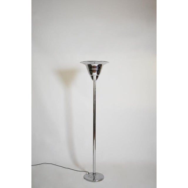 1930s Art Deco Chromed Iron Basin Floor Lamp, 1930s For Sale - Image 5 of 5