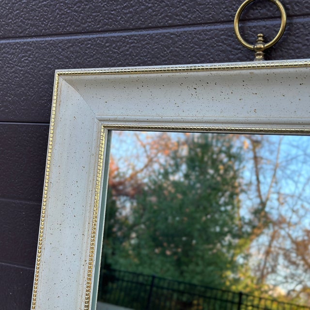 Mid 20th Century Turner Mfg. Co. Gold Splatter Wall Mirror With Brass Ring Finial For Sale - Image 5 of 10