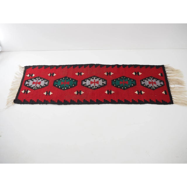 Textile Mid-Century Wool Reversible Kilim Runner Rug in Brussels Style, 1960s For Sale - Image 7 of 8