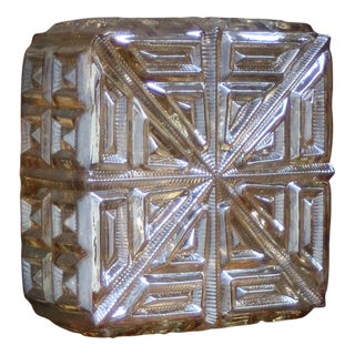 Mid-Century Square Amber Glass Sconce or Flush Mount For Sale