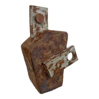 Abstract Brutalist Ceramic Sculpture For Sale