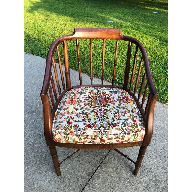 20th Century Boho Chic Faux Bamboo Barrel Chair Chairish