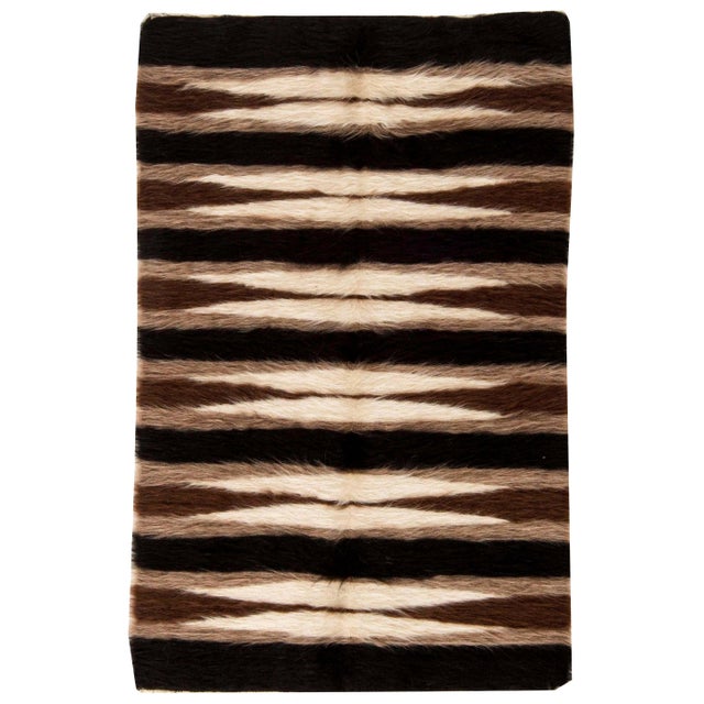 Taurus Collection Striped Goat Hair Rug by Doris Leslie Blau For Sale