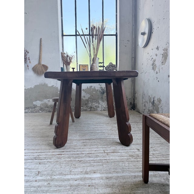 Brutalist Oak Table attributed to De Puydt, Belgium, 1970s For Sale - Image 9 of 18