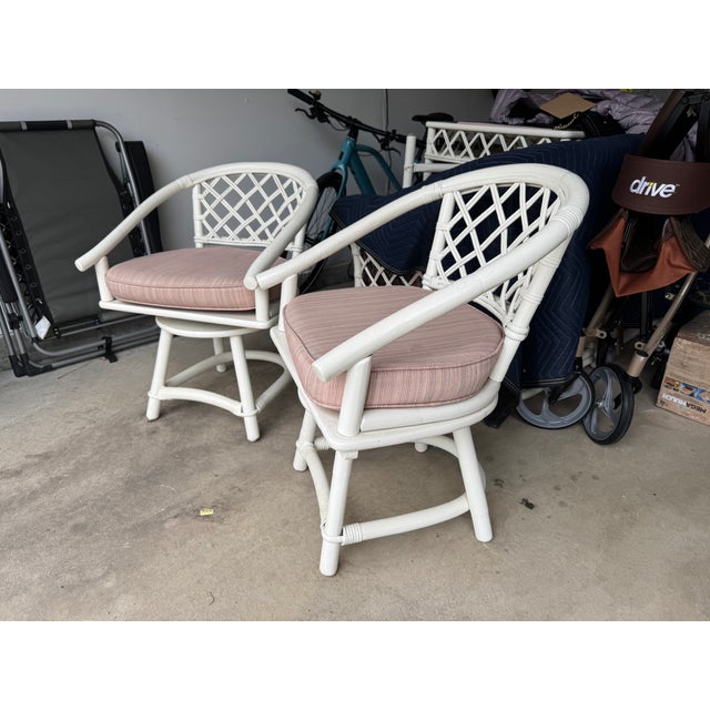 Mid-Century Modern Two Matching Swivel, Ficks Reed Attributed Chairs For Sale - Image 3 of 4