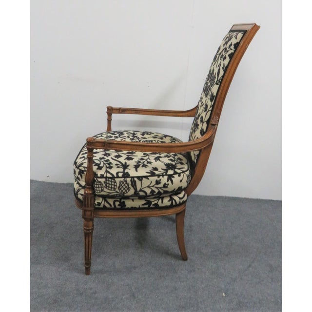 French Style Cream and Black Patterned Crewel Armchair Chairish