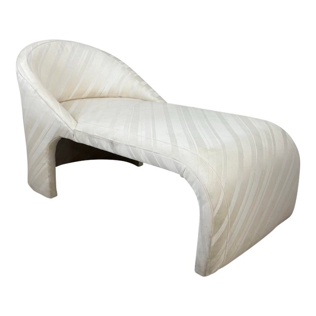 White Striped Chaise Lounge For Sale