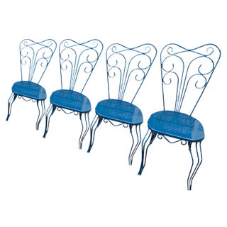 Garden Chairs & Table Set from Fermob, 1950s, Set of 5 For Sale