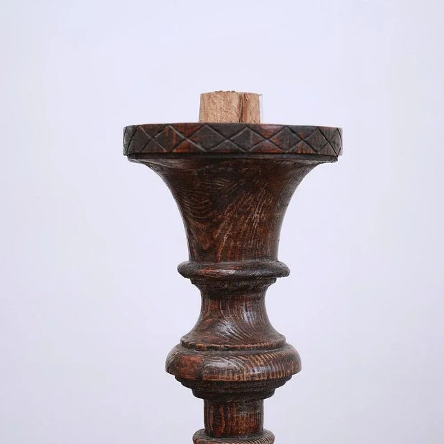 Vintage Wooden Column Candleholder For Sale - Image 3 of 8