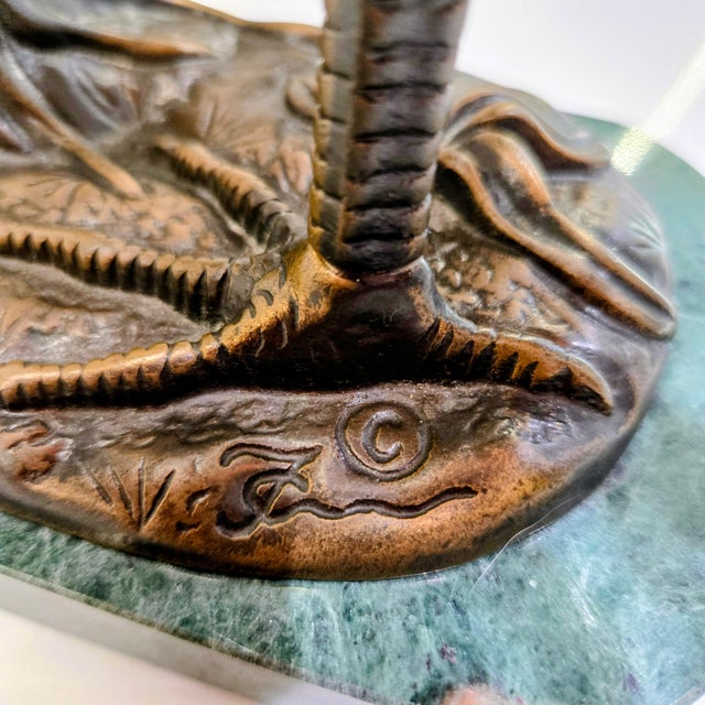 1996 Tin Chi Heron Art Glass Lamp for Andrea by Sadek on Green Marble Base For Sale - Image 11 of 14