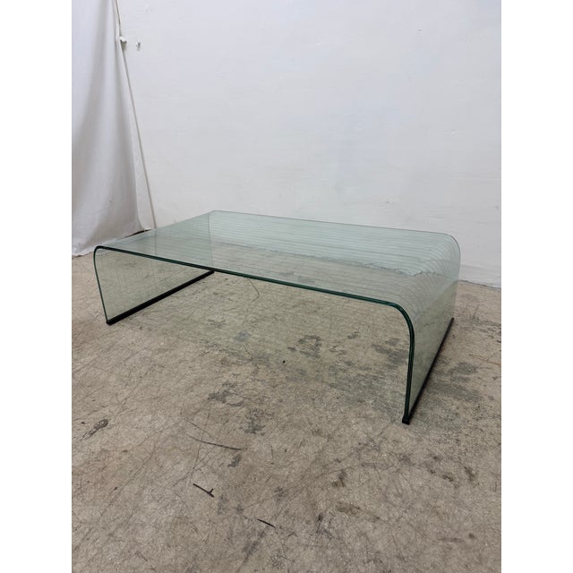 Postmodern Angelo Cortesi Etched Waterfall Coffee or Cocktail Table for Fiam, Italy 1980s For Sale - Image 3 of 18