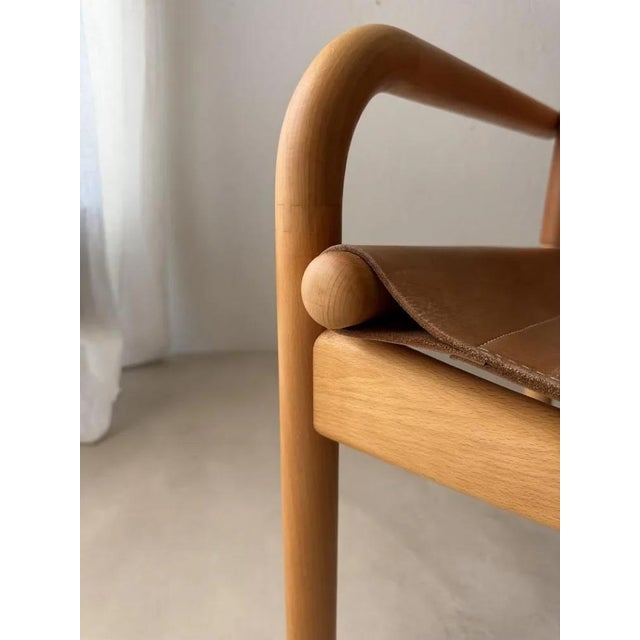 Danish Safari Armchair in Beech Wood and Leather, 1970s For Sale - Image 4 of 12