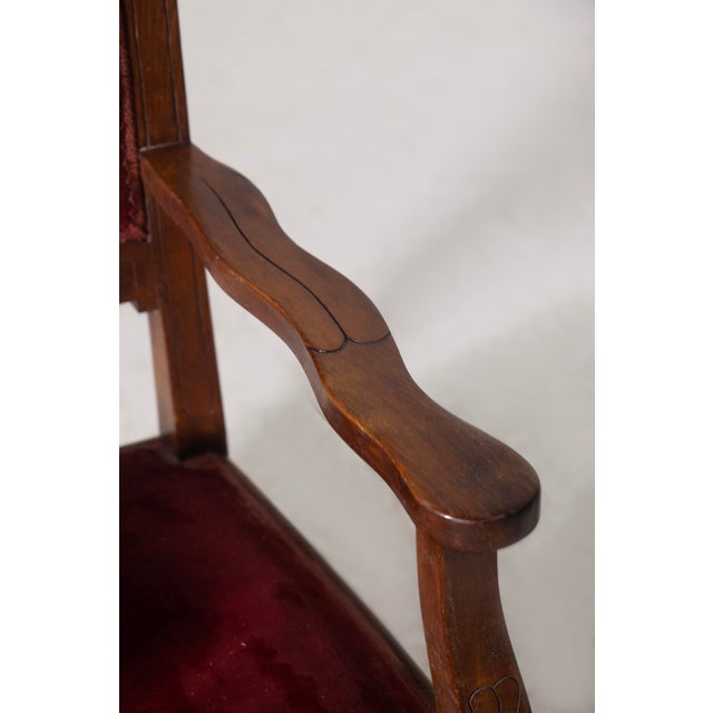 Art Nouveau Italian Red Armchairs in the style of Georges De Feure, 1905, Set of 2 For Sale - Image 10 of 11