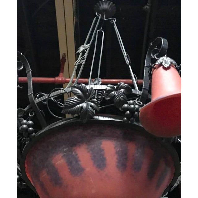 French Art Deco Red and Blue Chandelier For Sale In New York - Image 6 of 6