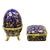 Cobalt Blue Porcelain Egg Gold Gilt Hinged Lid Candle Trinket Box - 2 Pcs For Sale