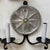 Set of 6 beautiful wrought iron-arm wall sconces with handsome pewter reflectors.