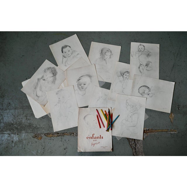 Sigrist, Childrens Drawings, France, 1936, Paper, Set of 10 For Sale - Image 10 of 10