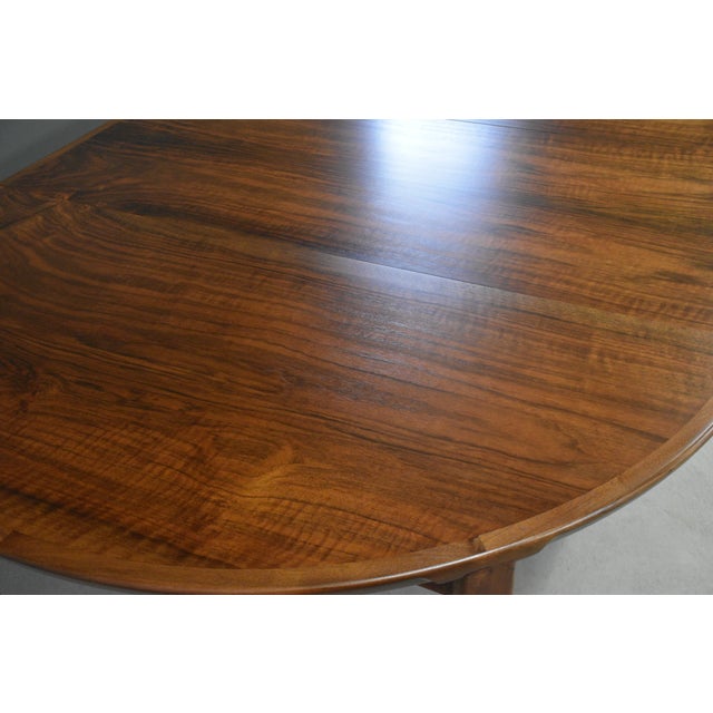 1960s Refinished Walnut 47” Round to Oval Dining Table For Sale - Image 10 of 10