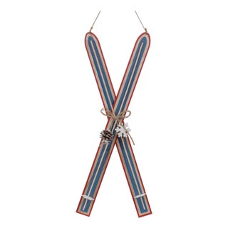 Wood Ski Ornament (Set of 2) For Sale