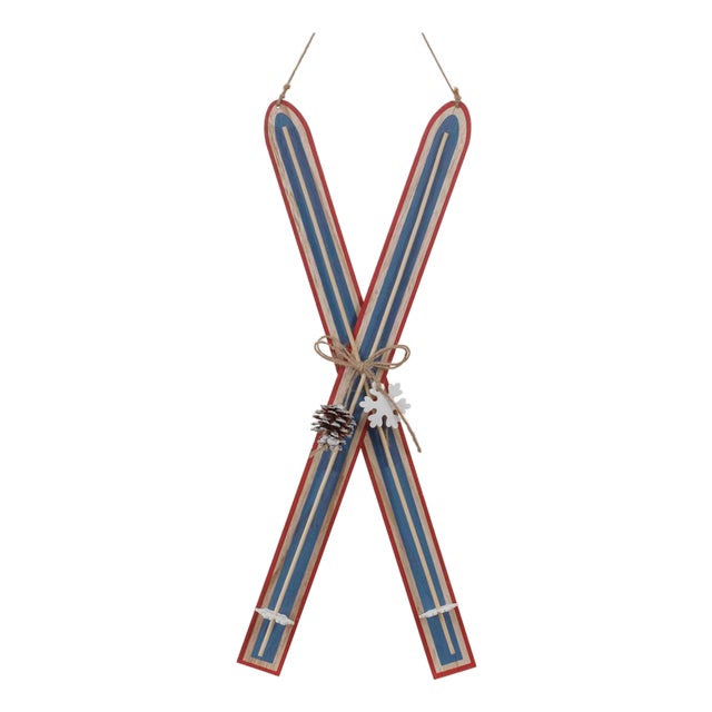 Wood Ski Ornament (Set of 2) For Sale