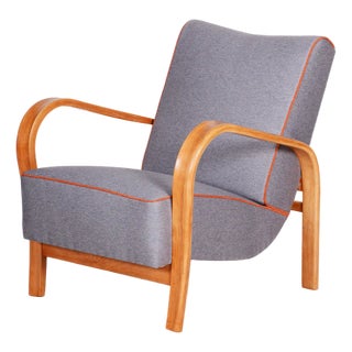 Art Deco Armchair in Beech attributed to Koželka and Kropáček, 1930s For Sale