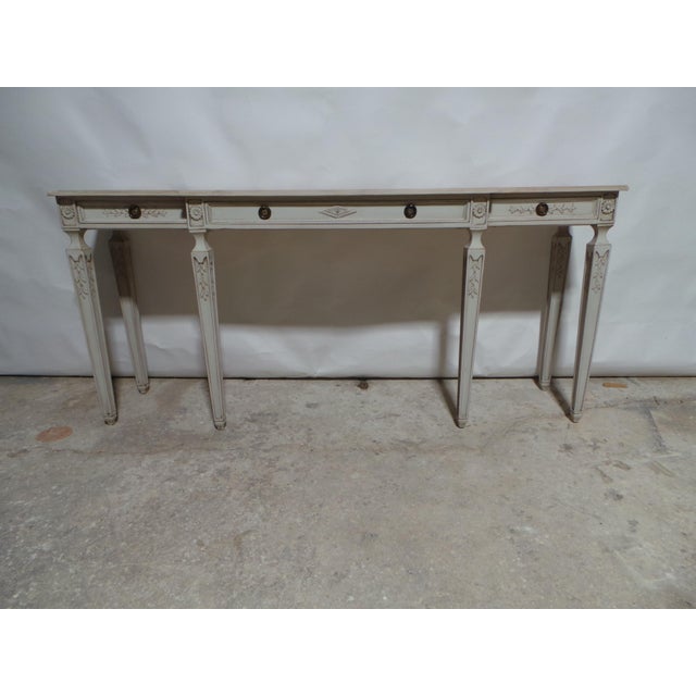 Antique White Swedish Gustavian Style Console Table For Sale - Image 8 of 14