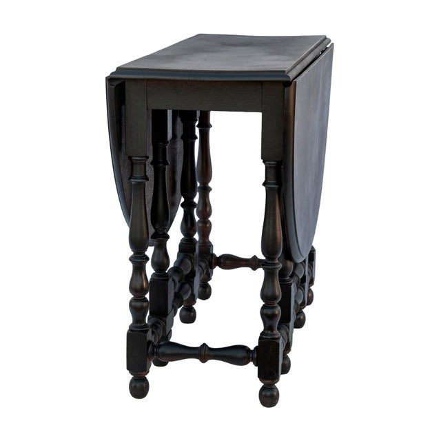 Vintage Gate Leg Mahogany Drop Leaf Table in Black For Sale - Image 4 of 8