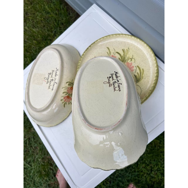 Vintage Floral Serving Bowl & Plates - Signed Set of 4 For Sale - Image 11 of 12