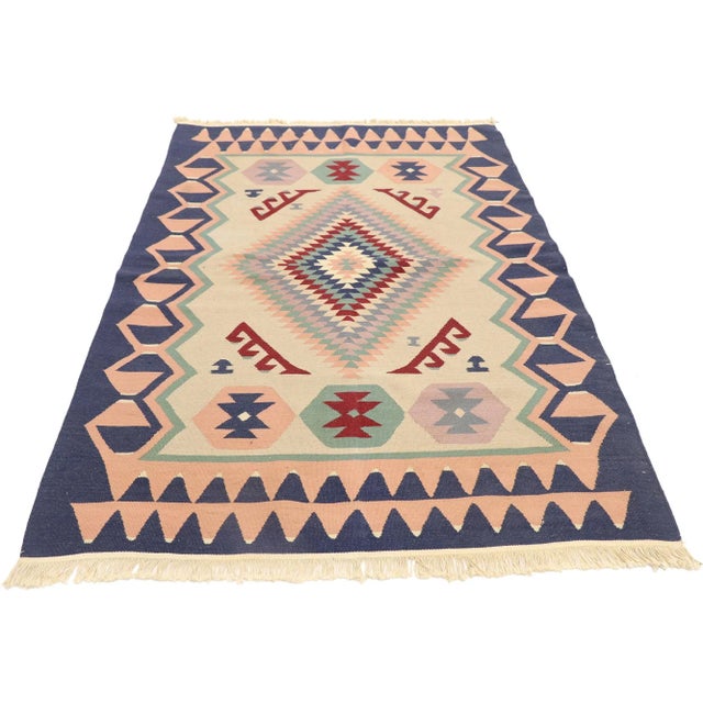 Tribal Vintage Persian Shiraz Kilim Rug - 03'10 X 05'10 For Sale - Image 3 of 9