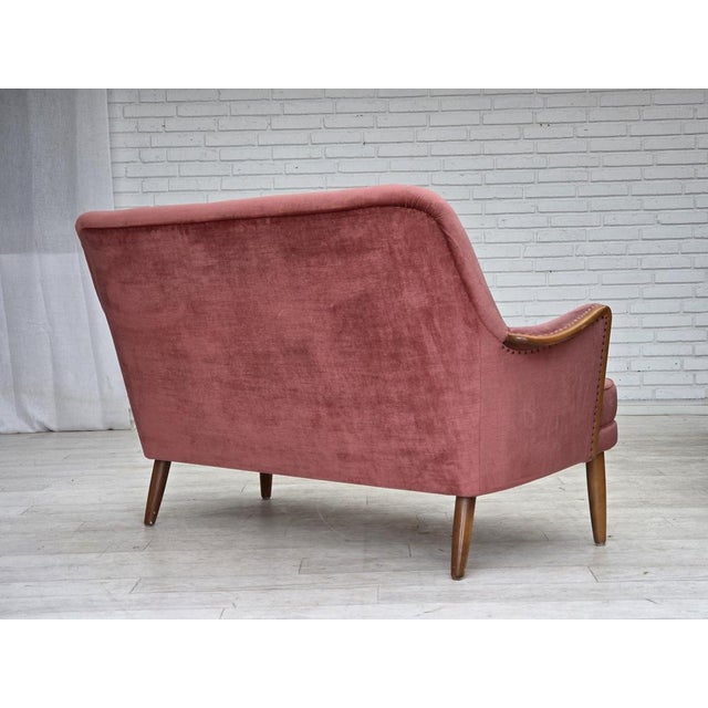Swedish 2-Seater Sofa in Pink Velour and Beech, 1970s For Sale - Image 11 of 18