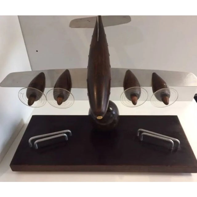 Art Deco Rosewood Wooden Desk Airplane Model, 1940s For Sale - Image 4 of 12